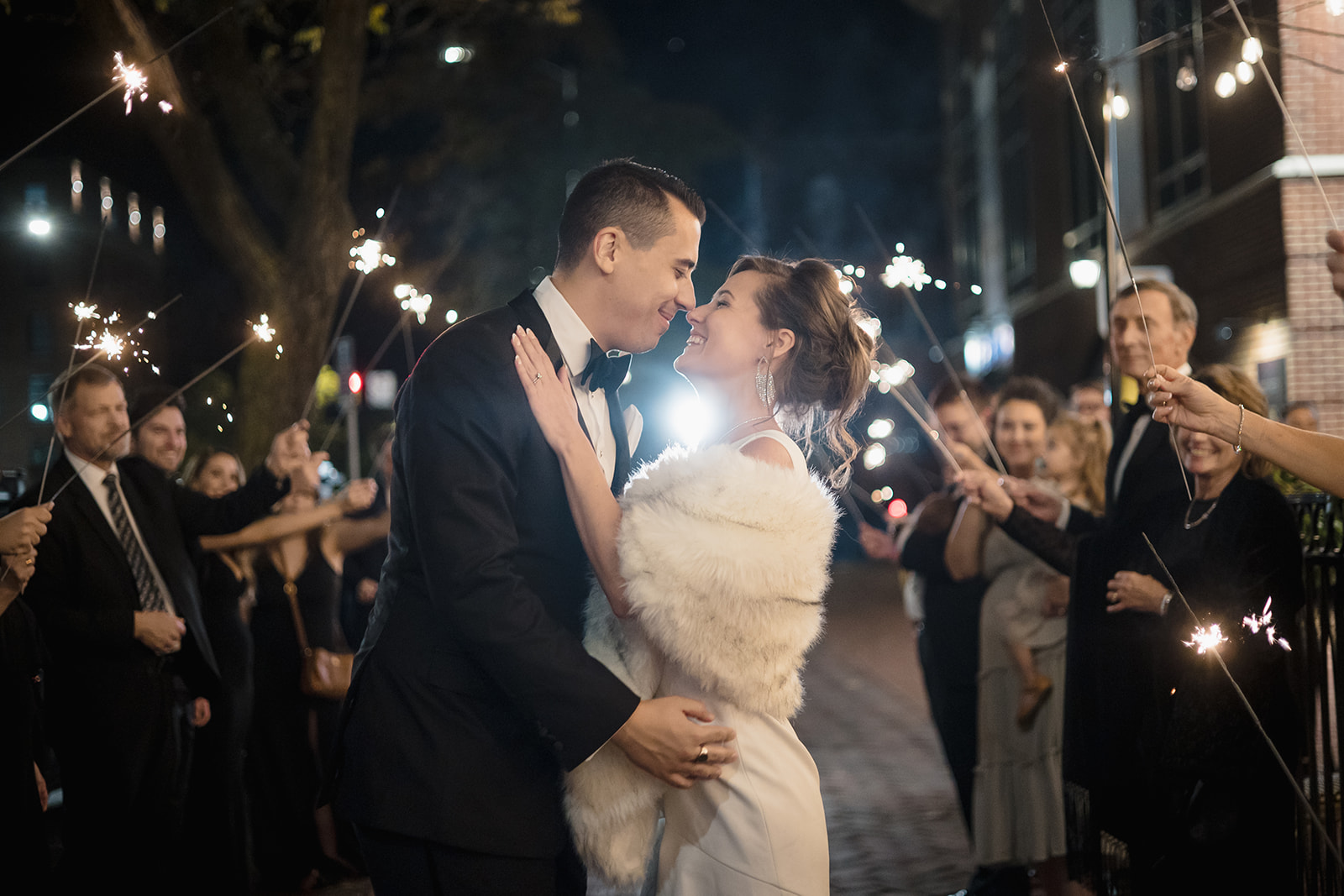 ALX Rooftop Wedding sparkler's exit